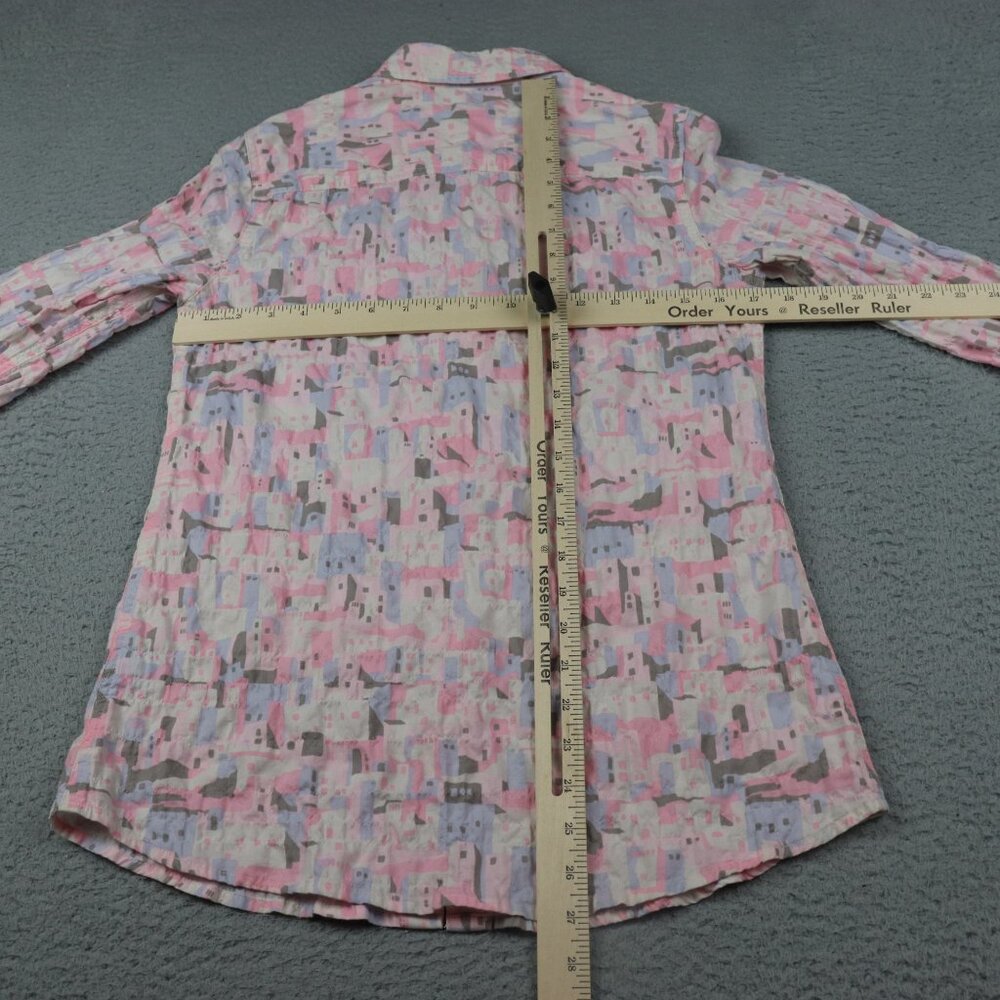 J Mclaughlin Top Womens XS Pink Printed Button Long Sleeve Blouse Preppy - Picture 6 of 12